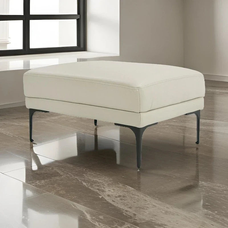 Salk 30 Inch Ottoman, Rectangular Cushioned Seat, Light Gray Upholstery