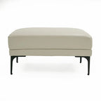 Salk 30 Inch Ottoman, Rectangular Cushioned Seat, Light Gray Upholstery
