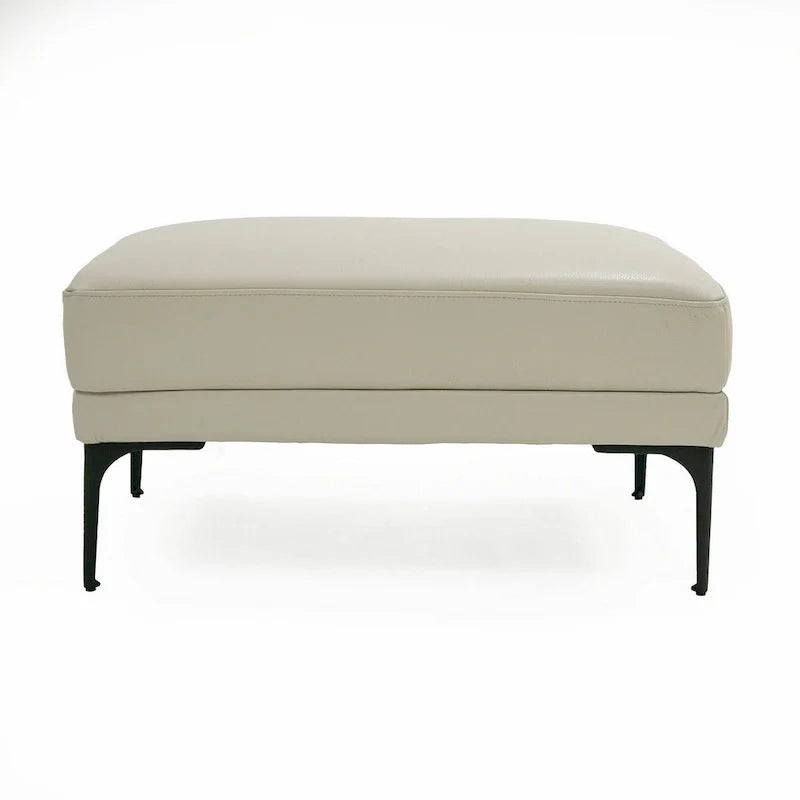 Salk 30 Inch Ottoman, Rectangular Cushioned Seat, Light Gray Upholstery