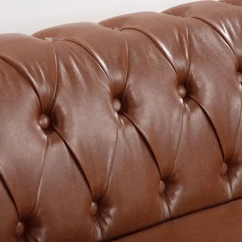 GEITIN 84.65 PU Rolled Arm Chesterfield 3 Seater Sofa