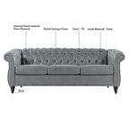 GEITIN 84.65 PU Rolled Arm Chesterfield 3 Seater Sofa
