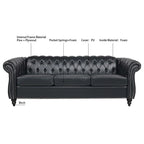 GEITIN 84.65 PU Rolled Arm Chesterfield 3 Seater Sofa