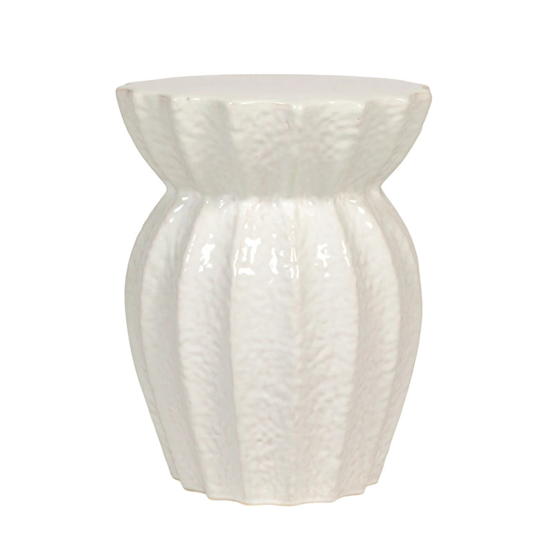Elegant Sculpted Stoneware Stool - 15.3L x 15.3W x 19.8H