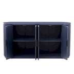 Vertical Striped Door Storage Cabinet with Metal Handles, Adjustable, Suitable for Study, Entryway and Living Room