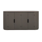 Vertical Striped Door Storage Cabinet with Metal Handles, Adjustable, Suitable for Study, Entryway and Living Room