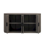 Vertical Striped Door Storage Cabinet with Metal Handles, Adjustable, Suitable for Study, Entryway and Living Room