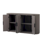 Vertical Striped Door Storage Cabinet with Metal Handles, Adjustable, Suitable for Study, Entryway and Living Room