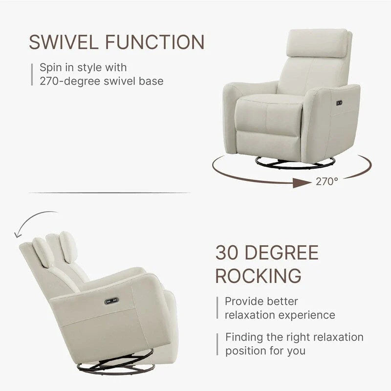 Merlin Power Swivel Glider Rocker Recliner Nursing Chair Recliner