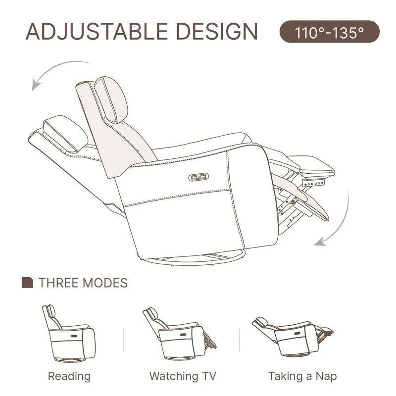 Merlin Power Swivel Glider Rocker Recliner Nursing Chair Recliner