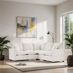 Modern L Shape Modular Sofa,Chenille Sectional Couch Set w/2 Pillows