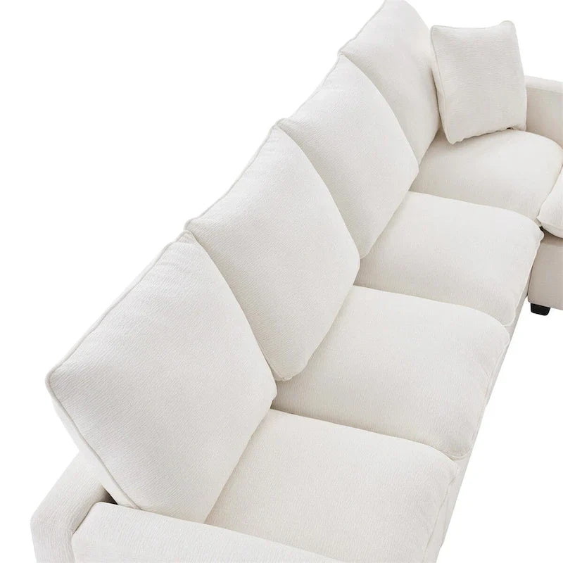 Modern L Shape Modular Sofa,Chenille Sectional Couch Set w/2 Pillows