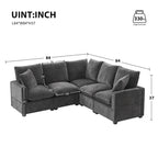 Modern L Shape Modular Sofa,Chenille Sectional Couch Set w/2 Pillows