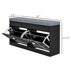 Shoe Rack Bench with Cushion, 2 Drawers and Adjustable Shelf
