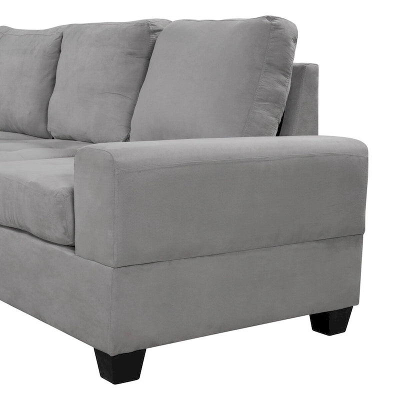 112-inch Modern L-shaped Sectional Sofa with Reversible Chaise, Storage Ottoman and Two Cup Holders - 112W x 80D x 33.7H