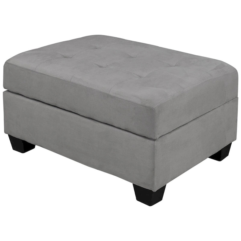 112-inch Modern L-shaped Sectional Sofa with Reversible Chaise, Storage Ottoman and Two Cup Holders - 112W x 80D x 33.7H