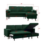 88 W L-Shaped Reversible Multifunctional Sofa Bed with Storage Recliner