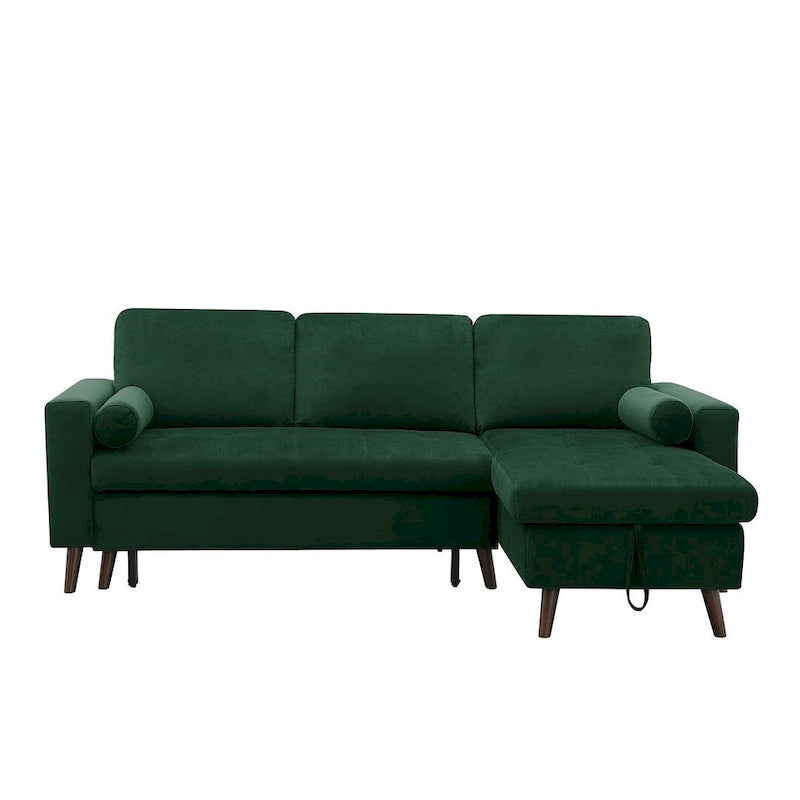 88 W L-Shaped Reversible Multifunctional Sofa Bed with Storage Recliner