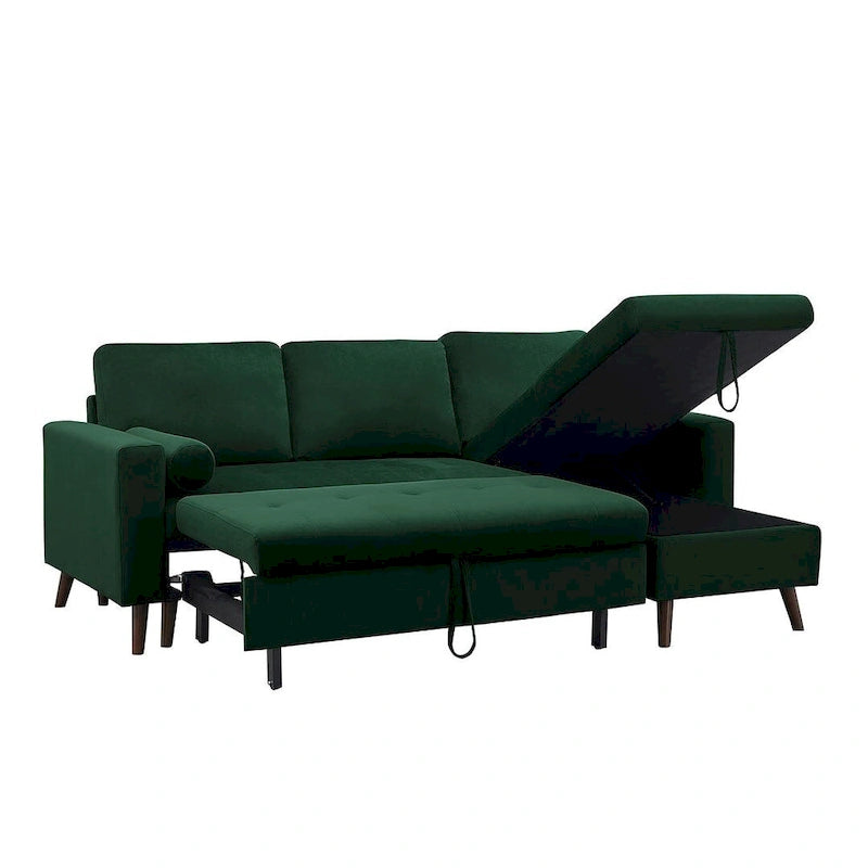 88 W L-Shaped Reversible Multifunctional Sofa Bed with Storage Recliner