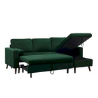 88 W L-Shaped Reversible Multifunctional Sofa Bed with Storage Recliner