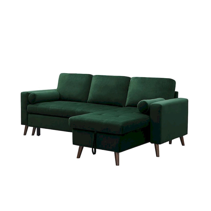 88 W L-Shaped Reversible Multifunctional Sofa Bed with Storage Recliner