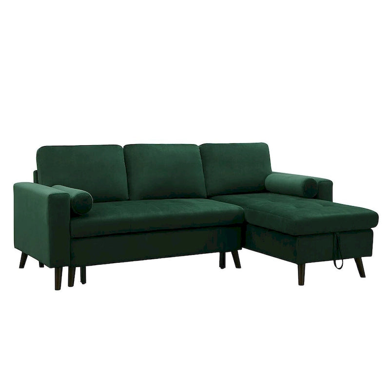88 W L-Shaped Reversible Multifunctional Sofa Bed with Storage Recliner