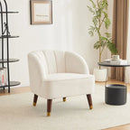 Upholstered Barrel Accent Chair With Wooden Legs