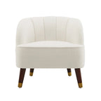 Upholstered Barrel Accent Chair With Wooden Legs