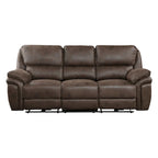 Tony 90 Inch Power Double Recliner Sofa, USB Charging Port Brown Microfiber