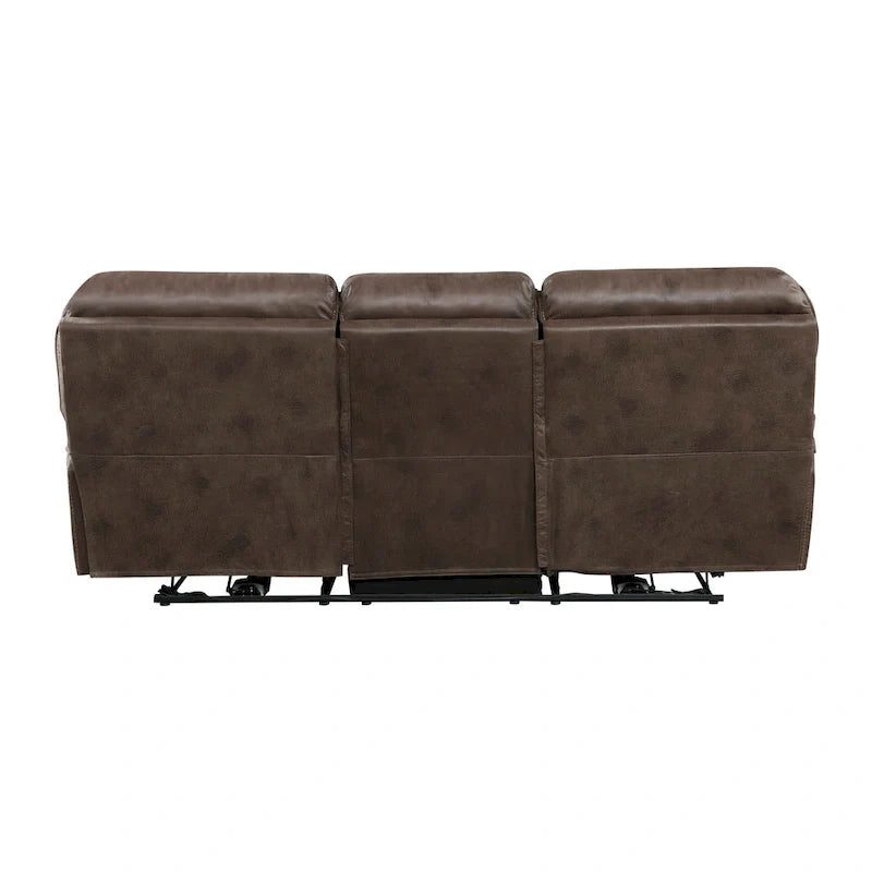 Tony 90 Inch Power Double Recliner Sofa, USB Charging Port Brown Microfiber