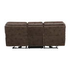 Tony 90 Inch Power Double Recliner Sofa, USB Charging Port Brown Microfiber