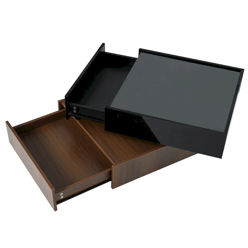 Square 360Rotating Coffee Table with 2 Drawers