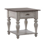 Ocean Isle Antique White & Weathered Pine Drawer End Table