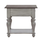 Ocean Isle Antique White & Weathered Pine Drawer End Table
