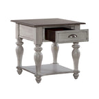 Ocean Isle Antique White & Weathered Pine Drawer End Table