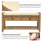 Shoe Rack with Cushioned Seat and Drawers, Multipurpose Entryway Storage Bench (Antique Navy)