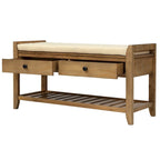 Shoe Rack with Cushioned Seat and Drawers, Multipurpose Entryway Storage Bench (Antique Navy)