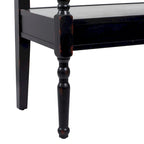Wood Distressed Bench with Arched Design Back and Turned Legs - Black or White - Roche River Decor