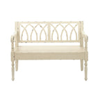 Wood Distressed Bench with Arched Design Back and Turned Legs - Black or White - Roche River Decor