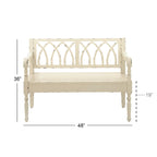 Wood Distressed Bench with Arched Design Back and Turned Legs - Black or White - Roche River Decor