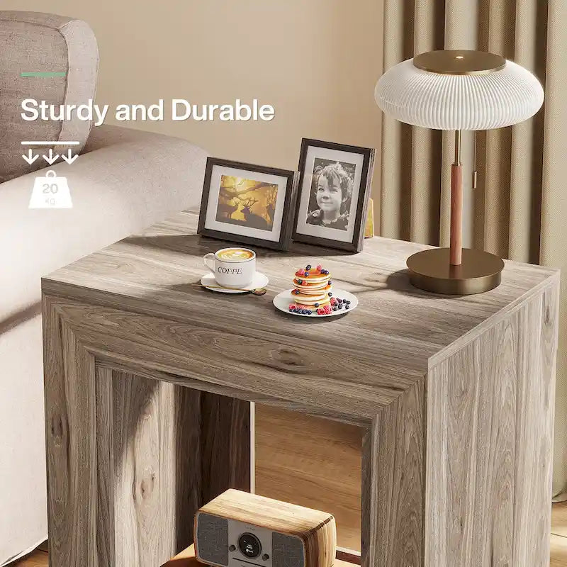 23.62-inch Farmhouse Rectangular End Side Table Nightstand Bedside Table for Living Room