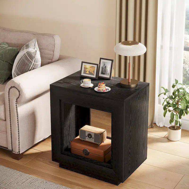 23.62-inch Farmhouse Rectangular End Side Table Nightstand Bedside Table for Living Room