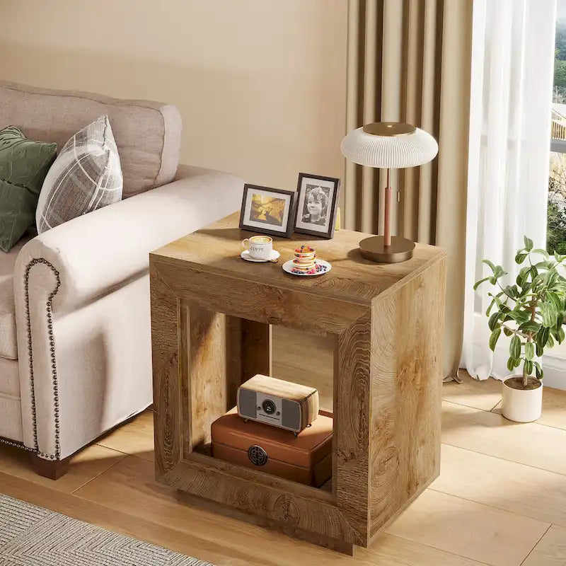 23.62-inch Farmhouse Rectangular End Side Table Nightstand Bedside Table for Living Room