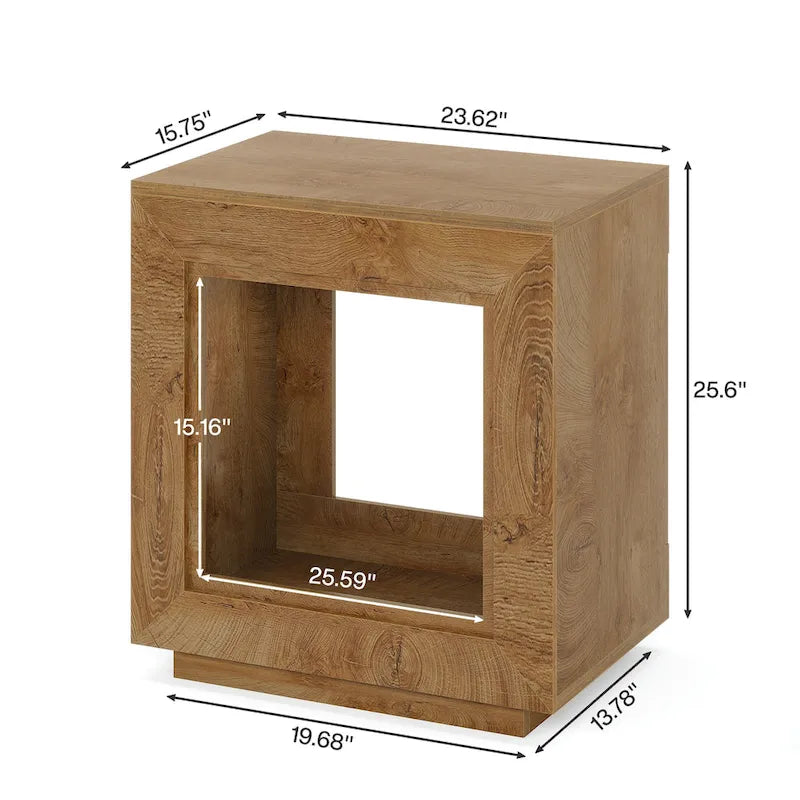 23.62-inch Farmhouse Rectangular End Side Table Nightstand Bedside Table for Living Room