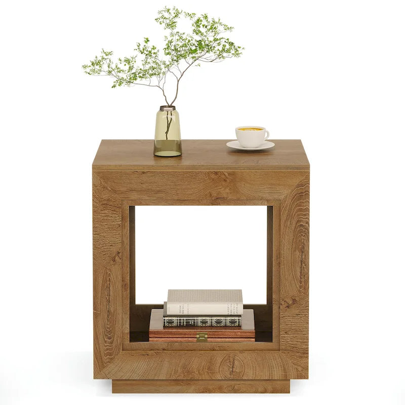 23.62-inch Farmhouse Rectangular End Side Table Nightstand Bedside Table for Living Room