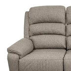 Fery 74 Inch Manual Recliner Sofa, 3 Seater, Brown Burlap Upholstery, Wood