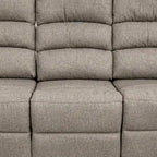 Fery 74 Inch Manual Recliner Sofa, 3 Seater, Brown Burlap Upholstery, Wood