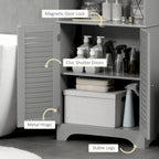 Freestanding Bathroom Linen Cabinet with 2 Cabinets and Countertop, Bathroom Floor Cabinet