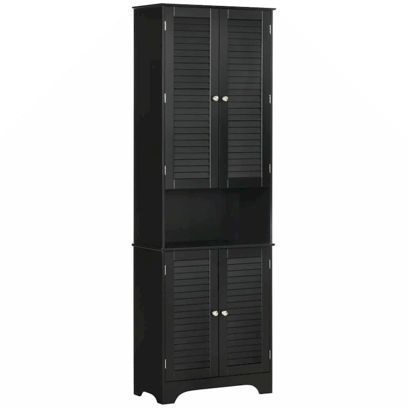 Freestanding Bathroom Linen Cabinet with 2 Cabinets and Countertop, Bathroom Floor Cabinet