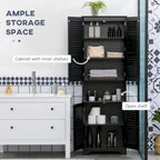 Freestanding Bathroom Linen Cabinet with 2 Cabinets and Countertop, Bathroom Floor Cabinet
