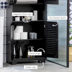 Freestanding Bathroom Linen Cabinet with 2 Cabinets and Countertop, Bathroom Floor Cabinet